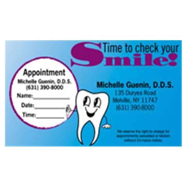 Peel N Stick Appointment Card Check Smile 500/Bx