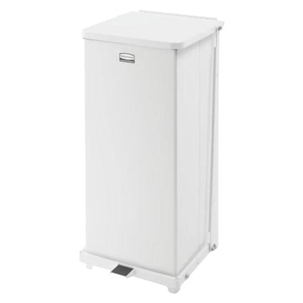 Defender Step-On Waste Can 13 Gallon White 12.5x12.5x27" wtih Step-On Pedal Ea