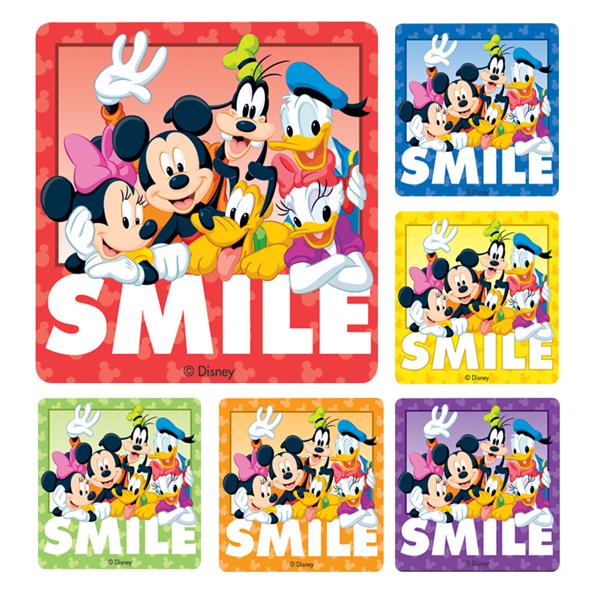 Stickers 2.5 in x 2.5 in Disney Smile Assorted 100/Rl