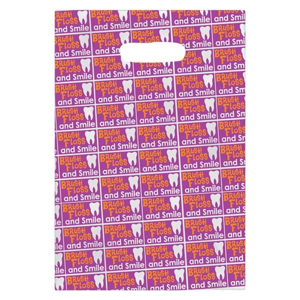 Scatter Print Bags Brush Floss and Smile 2 Sided Print Clear 100/Bx