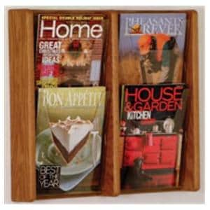 Stance Wall Magazine Display 4 Pockets Medium Oak 19 in x 21.25 in x 3 in Ea