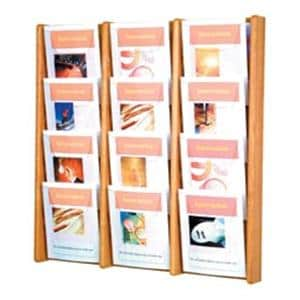 Stance Wall Magazine Display 12 Pockets Light Oak 31.5 in x 33.5 in x 3 in Ea