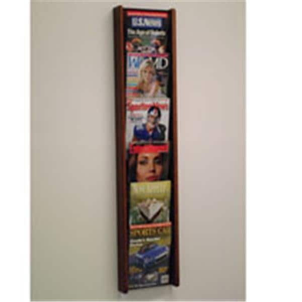 Stance Wall Magazine Display 6 Pockets Mahogany 48 in x 11 in x 3 in Ea