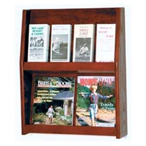 Slope Wall Literature Display 8 Pockets Mahogany 19.5 in x 24.5 in x 4.75 in Ea