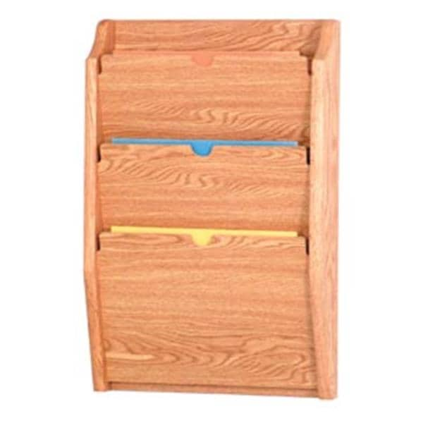 Private Chart Holder 3 Pockets Light Oak Wood Imprinted 14x24x3.75 Ea