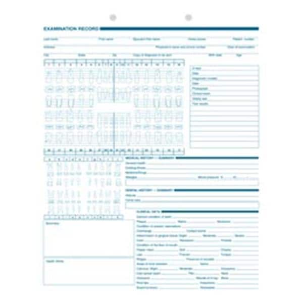 Exam Record Dental Charts 2-Sided With Anatomic Diagrams 250/Pk