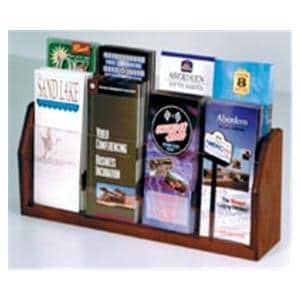 Counter Brochure Display 8 Pockets Mahogany Wood / Acrylic 7.5x18.25x4 Ea