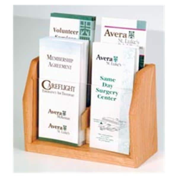 Counter Brochure Display 4 Pockets Light Oak 7.5 in x 9.5 in x 4 in Ea