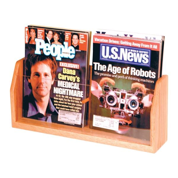 Counter Magazine Display 2 Pockets Medium Oak 18.25 in x 7.5 in x 4 in Ea