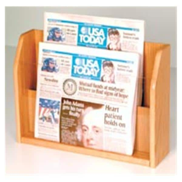 Counter Newpaper Holder 2 Pockets Light Oak 17.75 in x 12.5 in x 4.75 in Ea