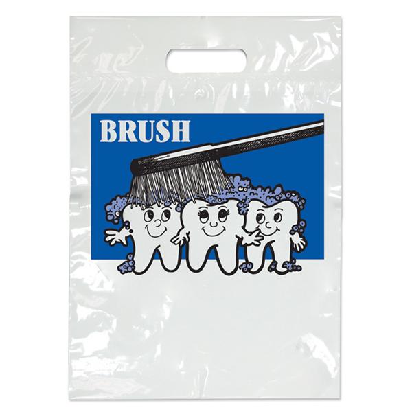 2-Color Bags Brush on Teeth White 7.5 in x 9 in 100/Pk