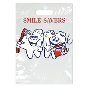 2-Color Bags Smile Savers White 7.5 in x 9 in 100/Pk