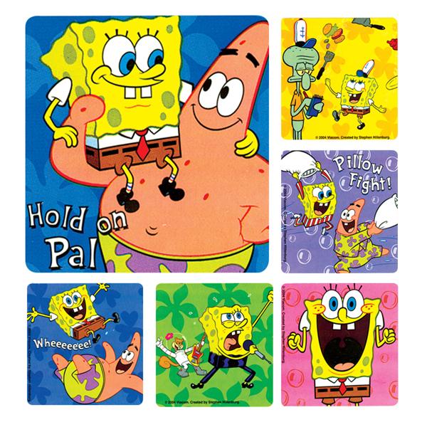 Stickers 2.5 in x 2.5 in Spongebob 2 Assorted 100/Rl