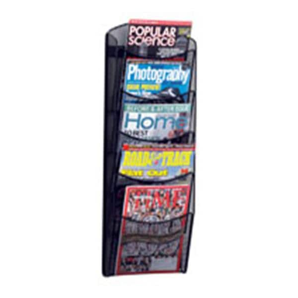 Onyx Wall Magazine Display 5 Pockets Black 28.25 in x 10.25 in x 3.75 in Ea