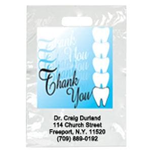 2-Color Bags Imprinted Thank You Teeth Large 9 in x 13 in 500/Pk