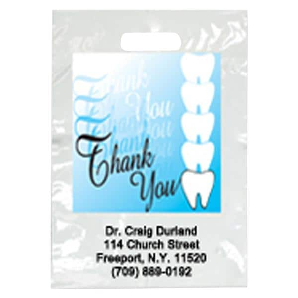 2-Color Bags Imprinted Thank You Teeth Large 9 in x 13 in 500/Pk