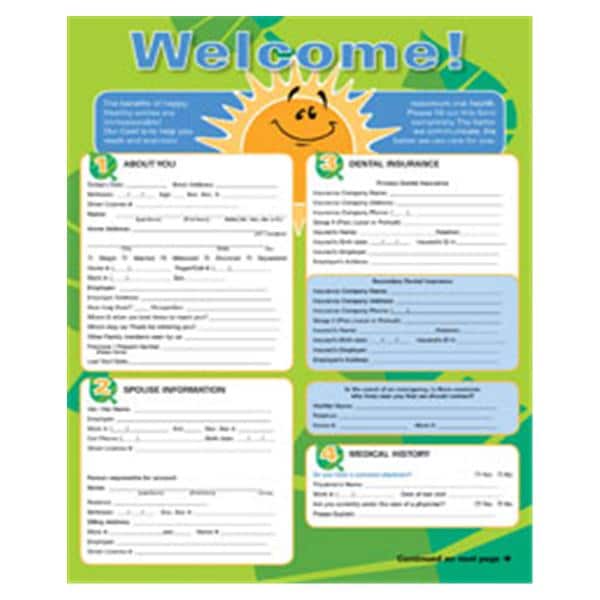Registration Forms Sun Welcome 2-Sided English 8.5 in x 11 in Adult 250/Pk