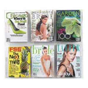 Clear2c Wall Magazine Display 6 Pockets Clear 23.5 in x 28.75 in x 3 in Ea