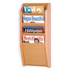 Cascade Wall Magazine Display 4 Pockets Light Oak 10.5 in x 24 in x 3.75 in Ea