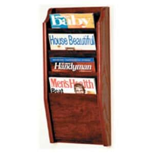 Cascade Wall Magazine Display 4 Pockets Mahogany 10.5 in x 24 in x 3.75 in Ea