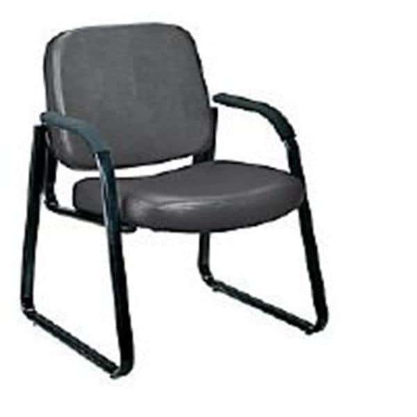 OFM Deluxe Anti-Microbial Guest Chair Black Frame Gray Vinyl Ea