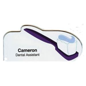 Die Cut Name Badge Toothbrush Full Color PVC 1.5 in x 3 in Ea