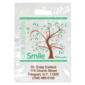 2-Color Bags Imprinted Tree Smiles Large 9 in x 13 in 500/Pk