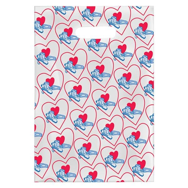 Scatter Print Bags Dental Hearts 2 Sided Print Clear 100/Bx