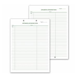 Supplemental Notes Forms 2-Sided 8.5x11 White Green Ink W/ 2Hl Pnch 250/Pk