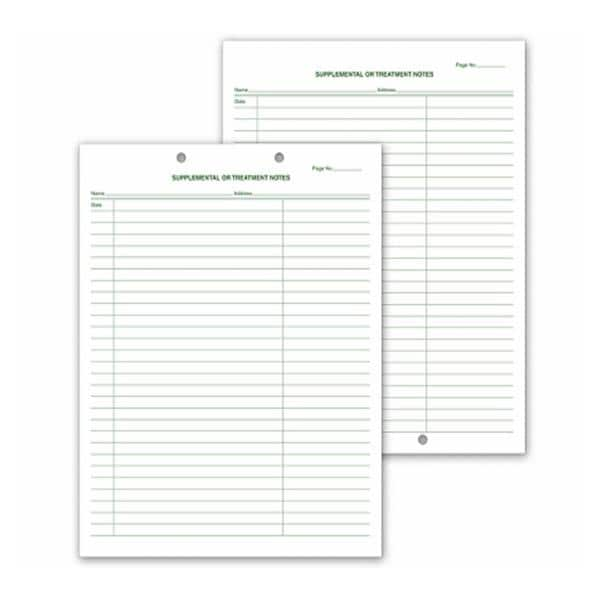 Supplemental Notes Forms 2-Sided 8.5x11 White Green Ink W/ 2Hl Pnch 250/Pk