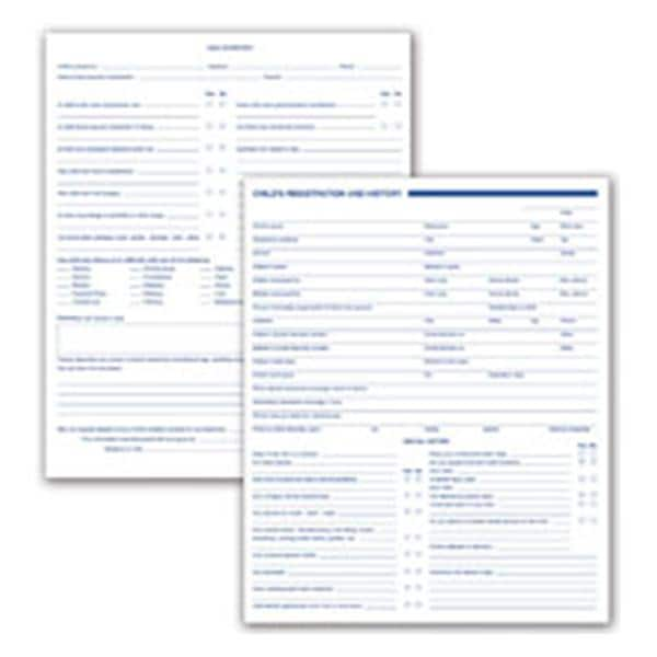 Registration / History Forms 2-Sided English White 8.5 in x 11 in Child 250/Pk