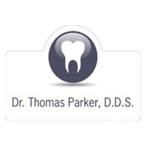 Name Badge Tooth Full Color Purple Plastic Ea