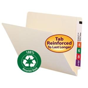 Folder End Tab 100% Recycled No Fastener 8.5"x11" 100/Bx, 5 BX/CA