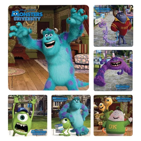 Stickers 2.5 in x 2.5 in Monsters University Assorted 100/Rl