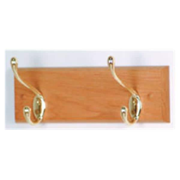 Coat Rack Light Oak With 2 Brass Hooks Ea