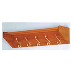 Hat & Coat Rack Medium Oak With 5 Brass Hooks Ea