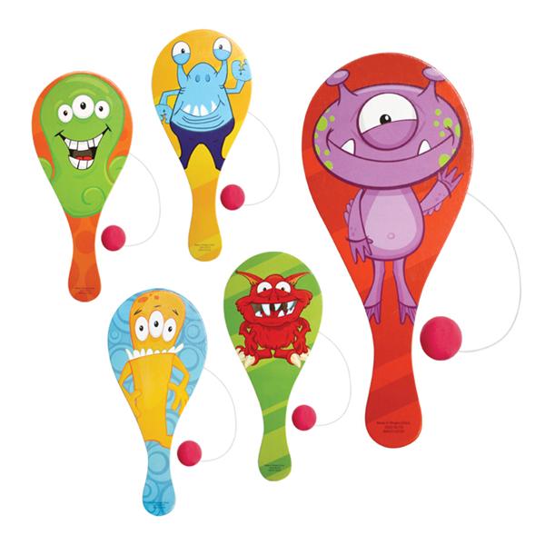 Toy Paddleball Monsters Assorted Colors 12/Bg