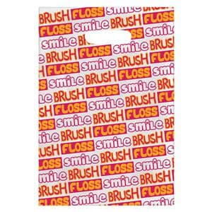 Scatter Print Bags Brush Floss Smile 2 Sided Print Orange / Pink 100/Bx