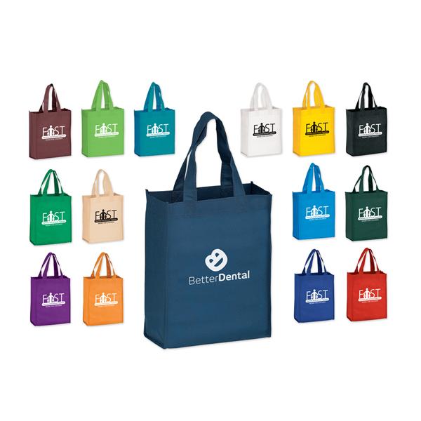 Tote Bag Non-Woven White Imprint 8 in x 4 in x 10 in 100/Bx