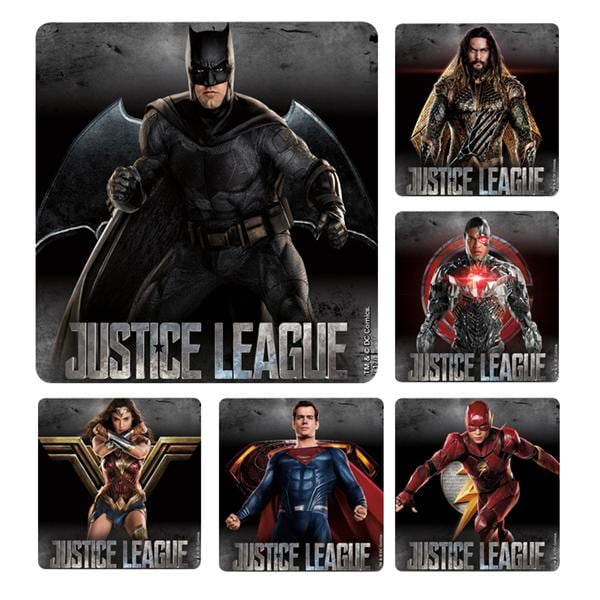 Stickers 2.5 in x 2.5 in Justice League Assorted 100/Rl