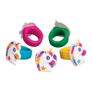 Unicorn Rings Assorted Rubber 1 in 36/Pk