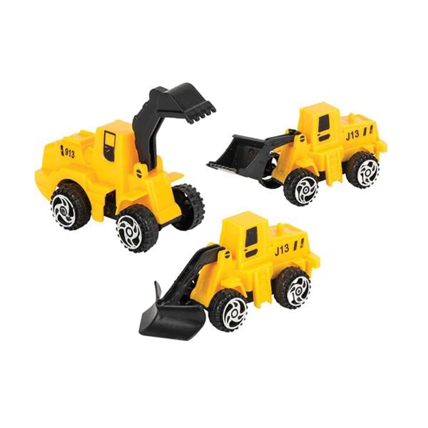 Toys Pull Back Trucks Construction Vehicles Yellow / Black Plastic 24/Pk