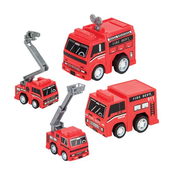Toy Pull Back Fire Truck Red Plastic 24/Pk