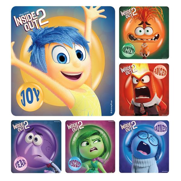 Disney Pixar Stickers Kids 2.5 in x 2.5 in Inside Out 2 100/Rl