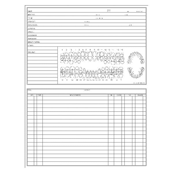 Patient Record Dental Forms 2 Sided White 100/Pk