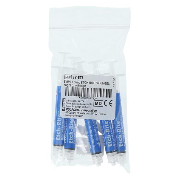 Etch-Rite Empty Etching Syringes 3 mL Syringe 5/Bx