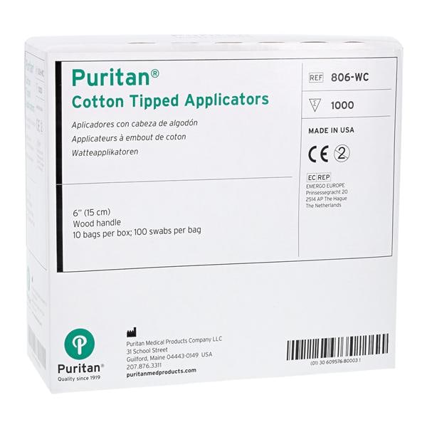 Puritan Applicator 6 in Rigid Wood Shaft Non Sterile 1000/Bx, 10 BX/CA