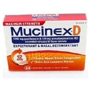 Mucinex D Tablets 1200/120mg Maximum Strength 24/Bx