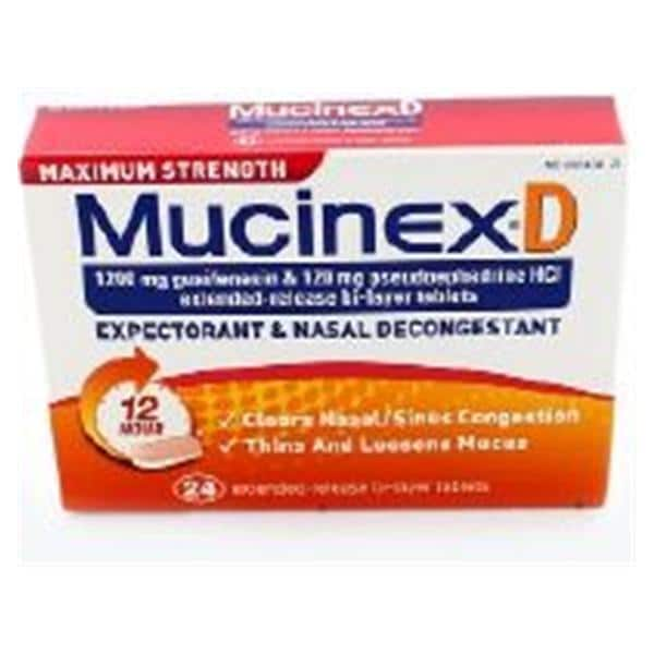 Mucinex D Tablets 1200/120mg Maximum Strength 24/Bx