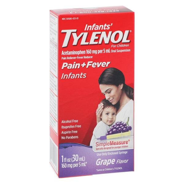 Tylenol Infant Pain Reliever/Fever Reducer Drops Grape 1oz/Bt, 36 BT/CA